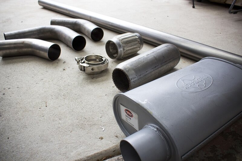 Custom stainless cat-back exhaust system components